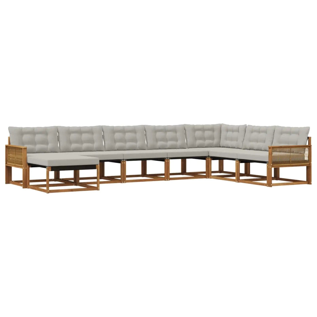 Set di divani da esterno 8 pz Naturale e Grigio Chiaro 3381619