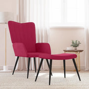 vidaXL Poltrona Relax con Sgabello Rosso Vino in Velluto