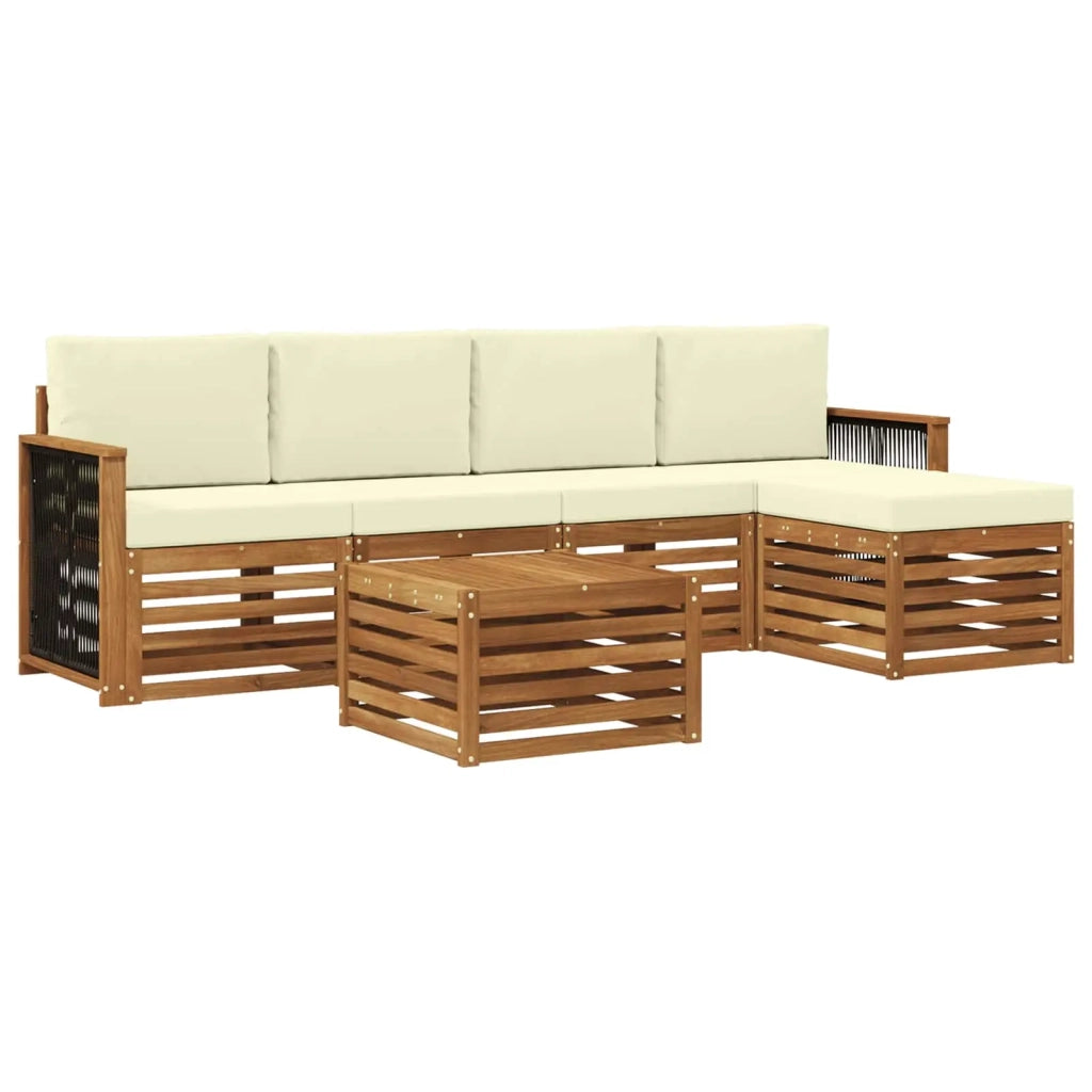 Set di divani da esterno con cuscino 6 pcs Naturale e Crema