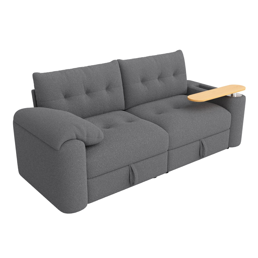 SOFA 2-3 POSTI MODULARE 207,5x80x87 cm TEDDY GRIGIO CON TAVOLINO GIREVOLE
