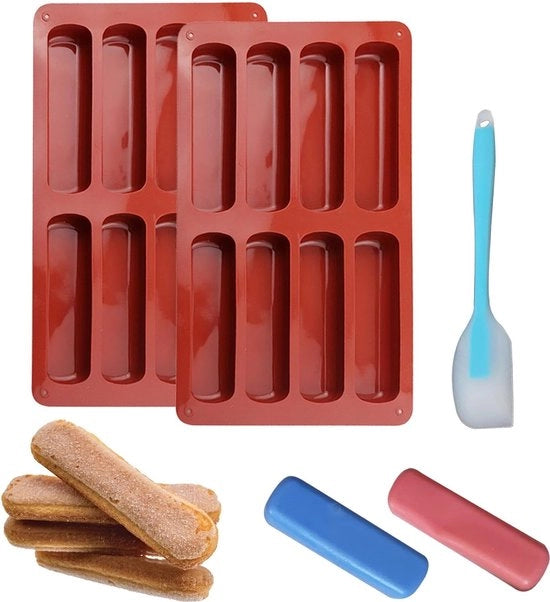 Set di 2 forme per muesli con 1 spatola, forma per dolci in silicone per muesli, biscotti, torte, cioccolato, pane di formaggio (rosso di forno)