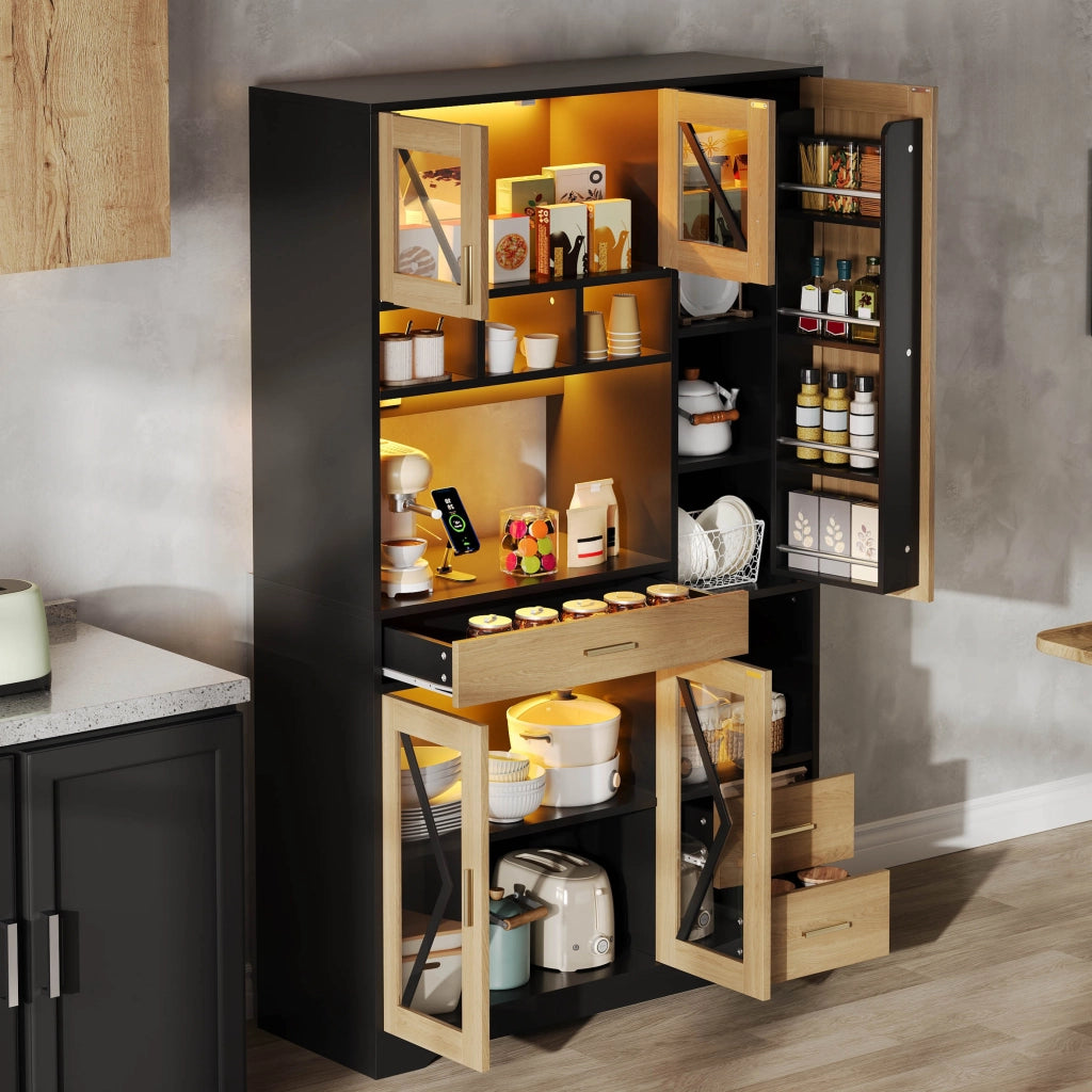 Libreria Vetrina con Cassetto e LED ¨C MINIMAL ¨C Legno, 185x105x40