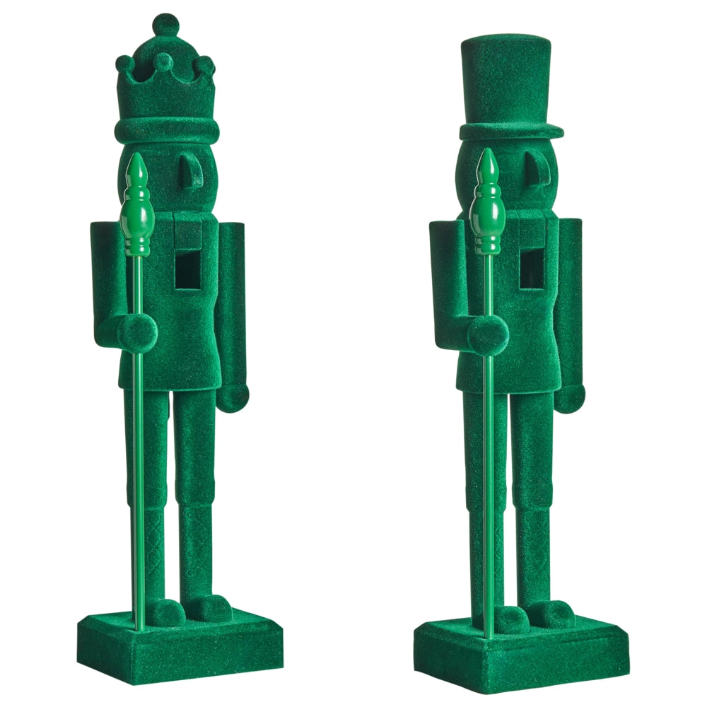 Set di 2 statuine Schiaccianoci in materiale sintetico decorazione natalizia verde