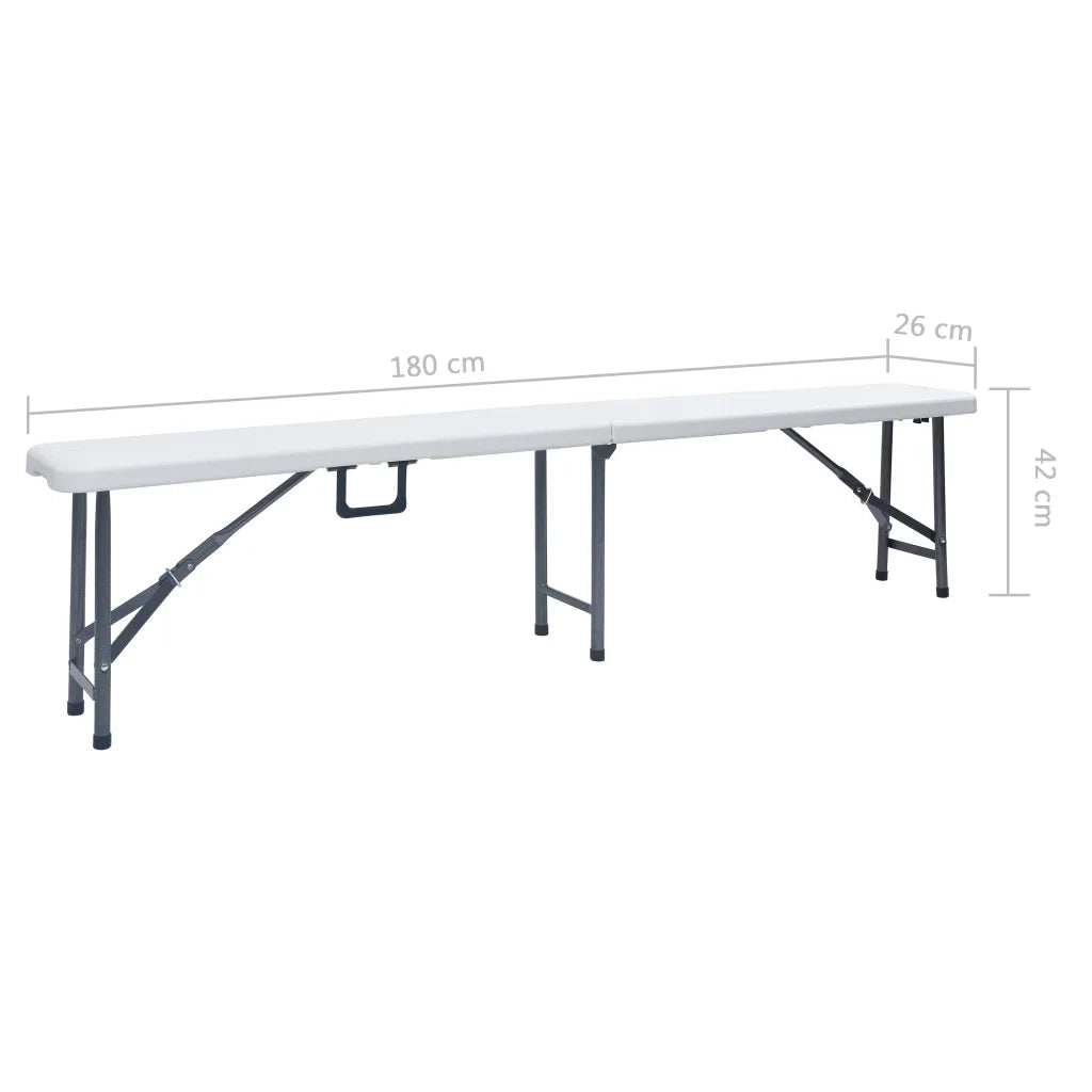 Panchine da Giardino Pieghevoli 2 pz 180 cm in HDPE Bianche
