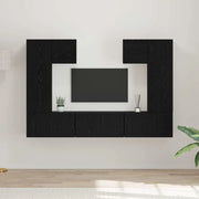 Set mobile TV 7 pz-Credenza per TV Rovere Nero Legno multistrato 194477