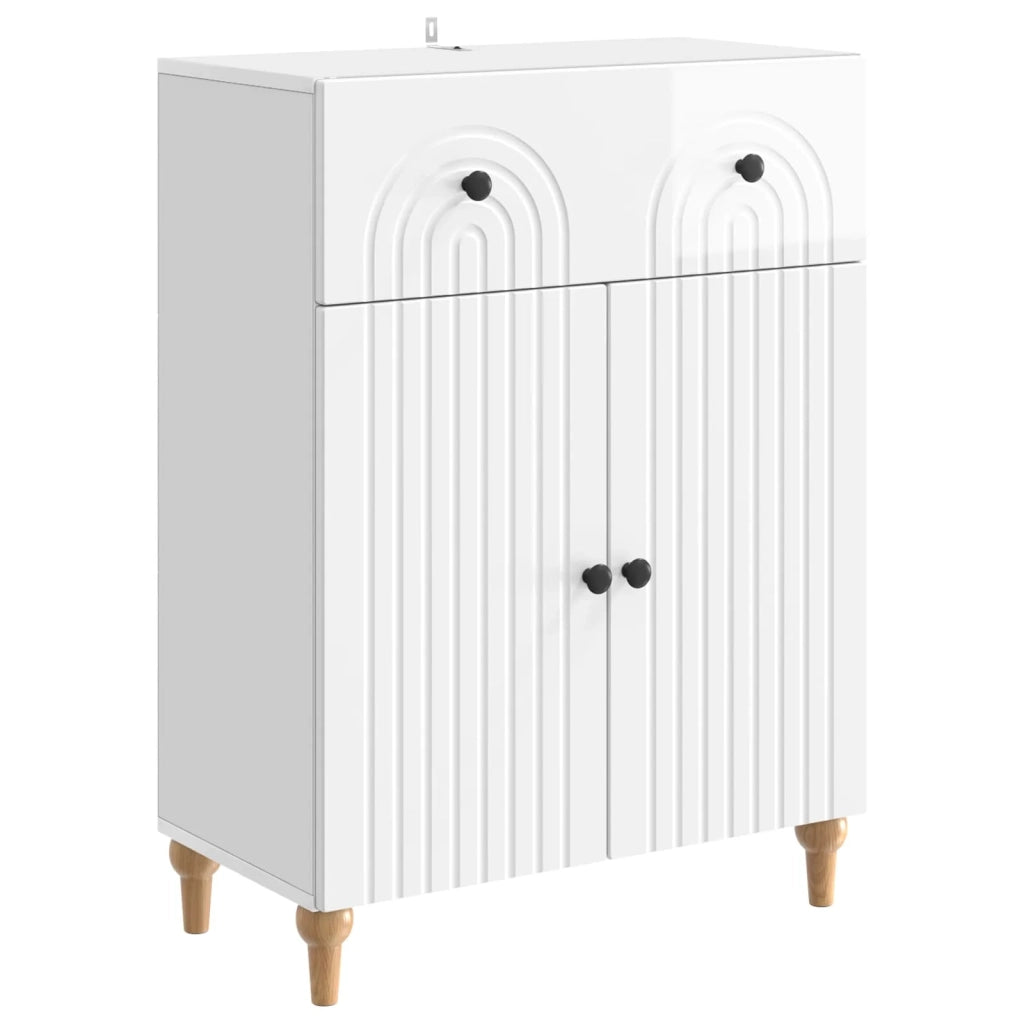Credenza Bianco Lucido 66 x 34,5 x 90 cm Legno ingegnerizzato 894179