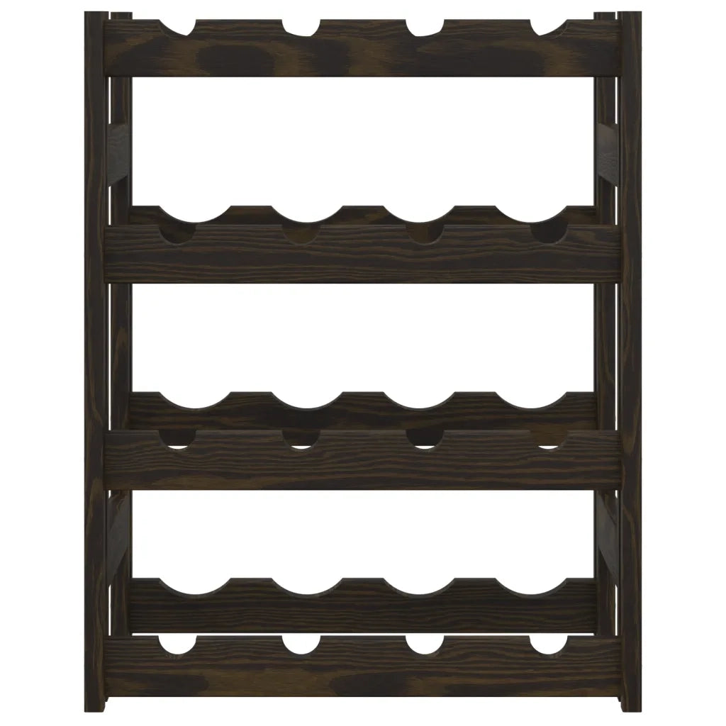 Portabottiglie per 16 Bottiglie Nero Legno Massello di Pino 373400