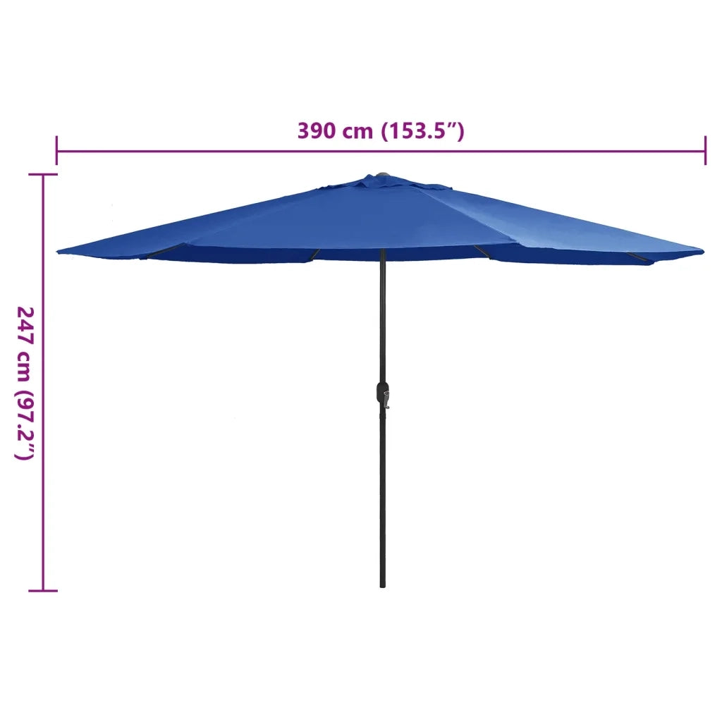 Ombrellone da Esterni-Ombrello da giardino con Palo in Metallo 390 cm Azzurro