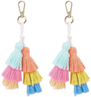 Due Pom Pom Chiavi a Sfera per Chiave da Porta - Decorazione Bohemienne per Borsa o Tasca