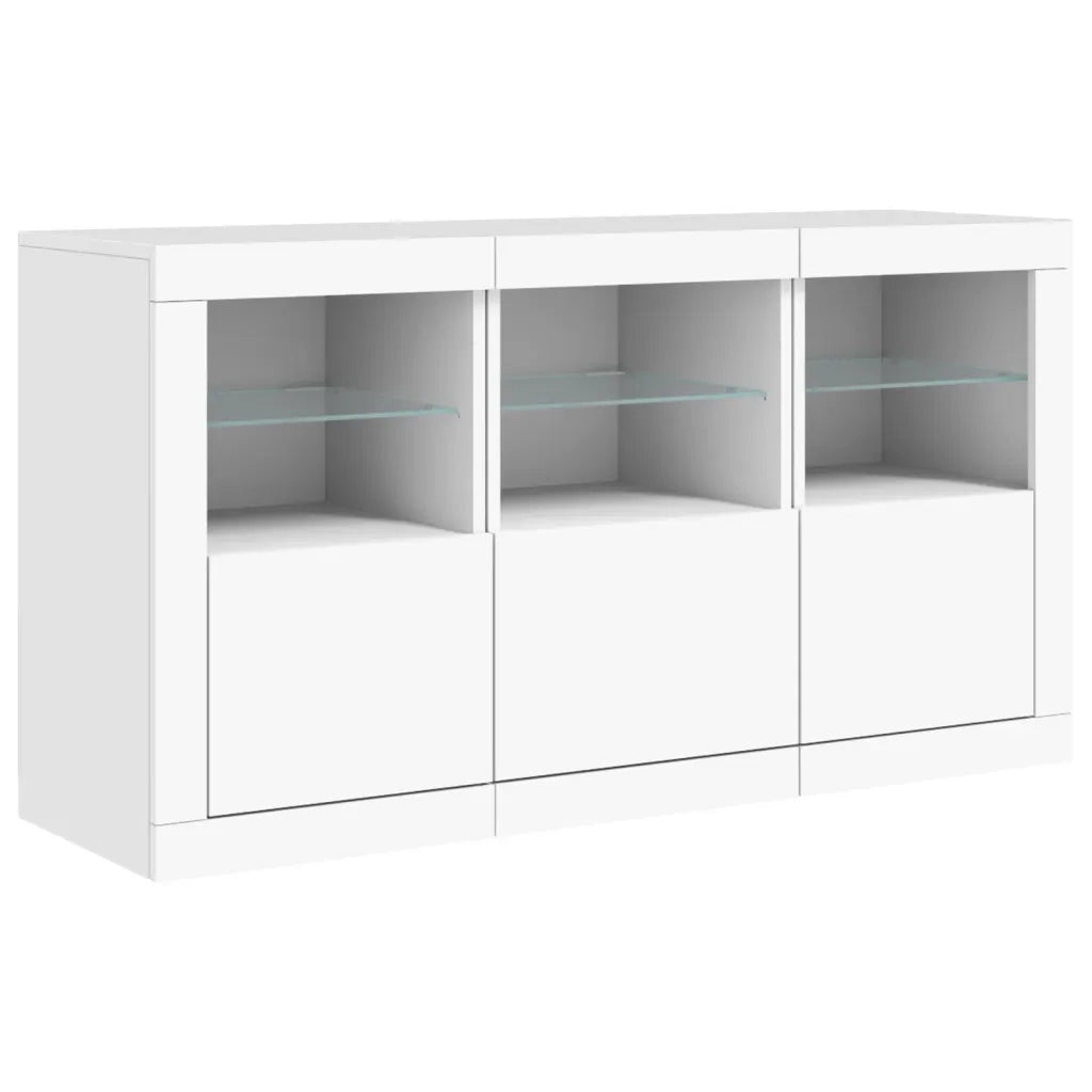 Credenza con Luci LED-Buffet-Armadio da cucina Bianca 123x37x67 cm 840032