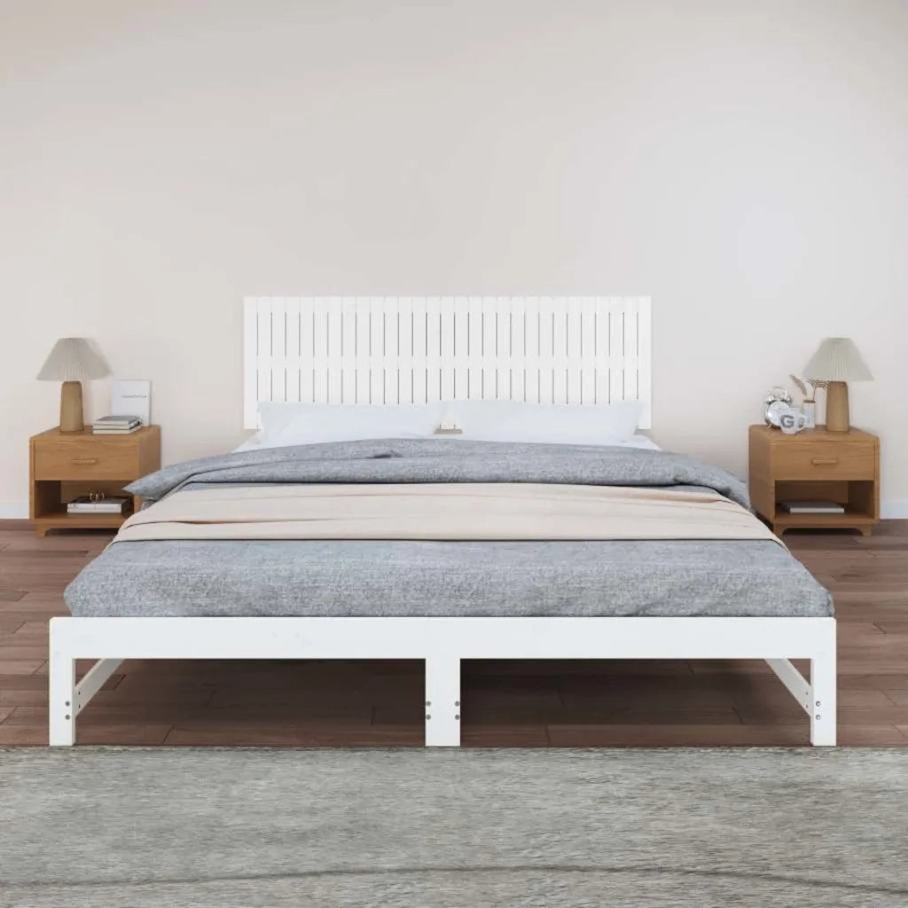 Testiera | Testata da Parete Bianca 185x3x60 cm in Legno Massello di Pino
