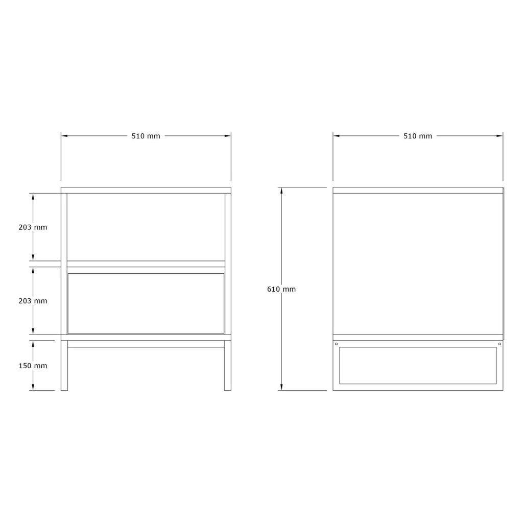 Compatri, Comodino un Ripiano, 51x51x61h cm Bianco