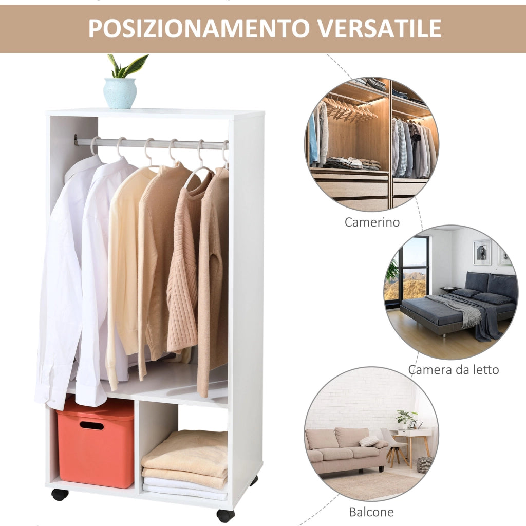 Scarpiera Appendiabiti con Ripiani ¨C zephmum ¨C Bianco 60x40x128 cm