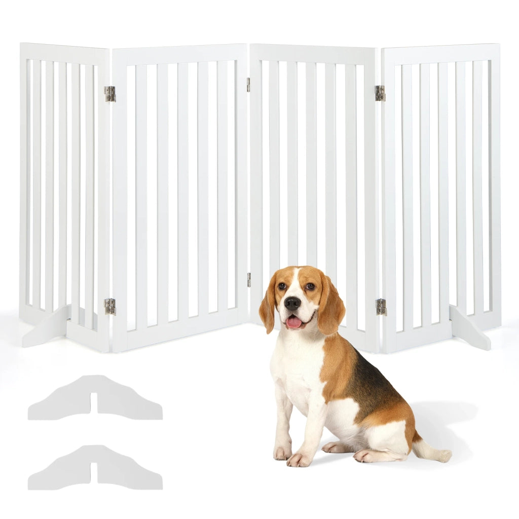 Barrier dogs 89cm high 4 panels safety gate wood folding white