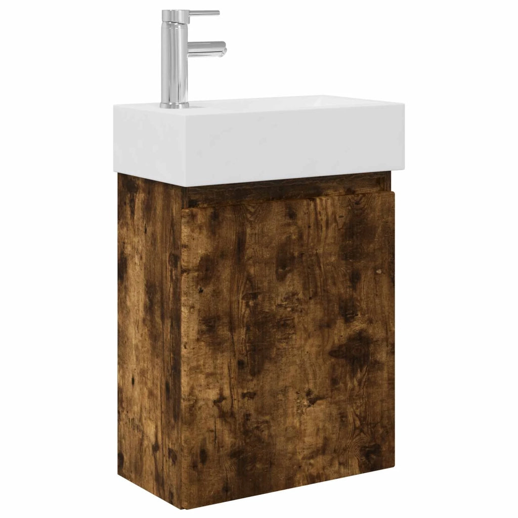 Mobile bagno con rubinetto Rovere Fumo 45,5 x 22,5 x 84 cm 889446