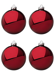 Palline di Natale in Vetro Rosso Scuro Lucido Decorazioni Addobbi Albero Diametro: 100 mm