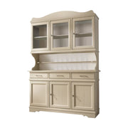 Cristalliera shabby in legno massello 6 ante 3 cassetti avorio opaco l.155 p.52 h.213 - Mobili 2G