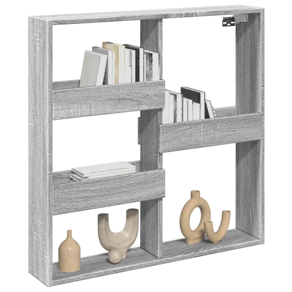 Armadietto a Muro | Mobile a Parete Grigio Sonoma 80x15x80cm in Legno Multistrato