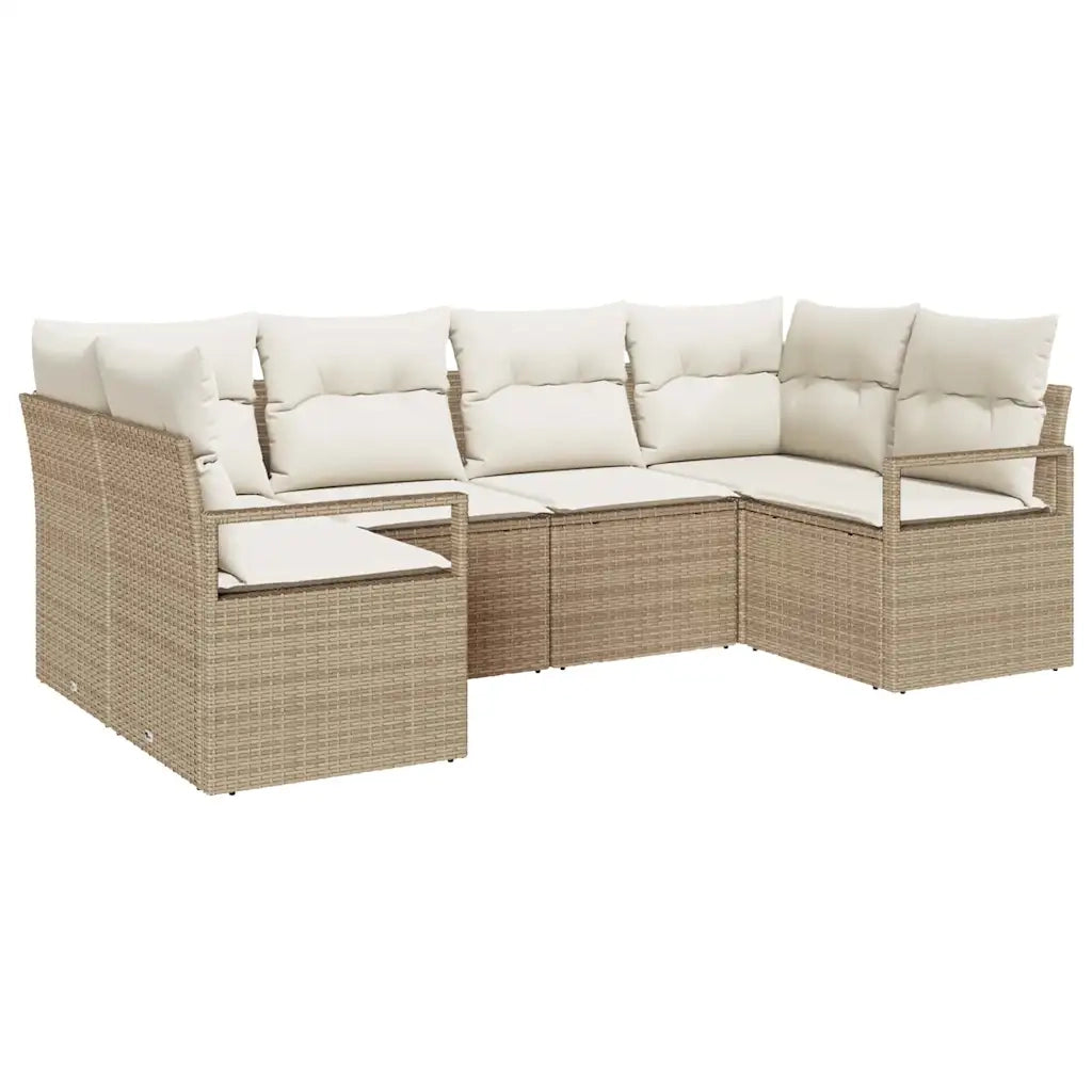 Set Divano da Giardino 6 pcs Beige e Bianco polyrattan 3355190