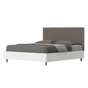 Letto Matrimoniale 160x200 cm con Rete e Contenitore Alzata Comoda Struttura Bianco Frassico e Testata in Similpelle