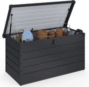 Baule Contenitore Metallico con Serratura Grigio Antracite per Giardino 350L