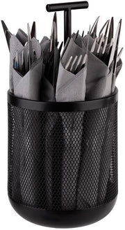 Contenitore metallico per utensili - 3 cassette - Ø 12 cm - Altezza 25 cm - Base compatibile con mobili - Stile di stoccaggio elegante - Supporto per utensili