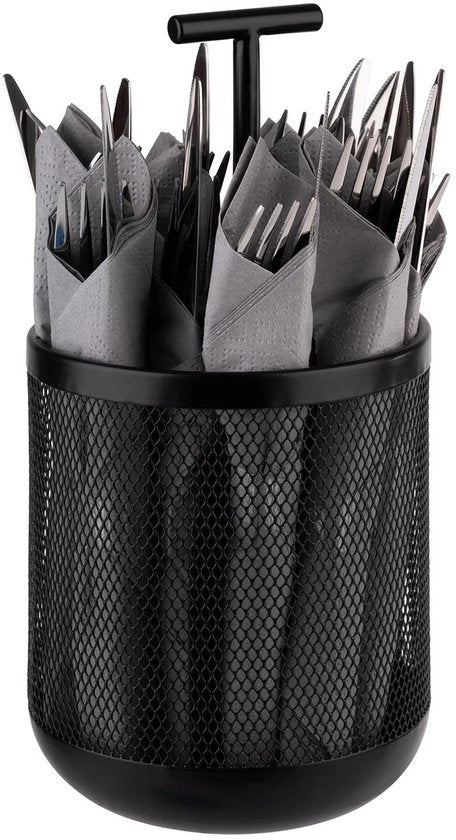 Contenitore metallico per utensili - 3 cassette - Ø 12 cm - Altezza 25 cm - Base compatibile con mobili - Stile di stoccaggio elegante - Supporto per utensili