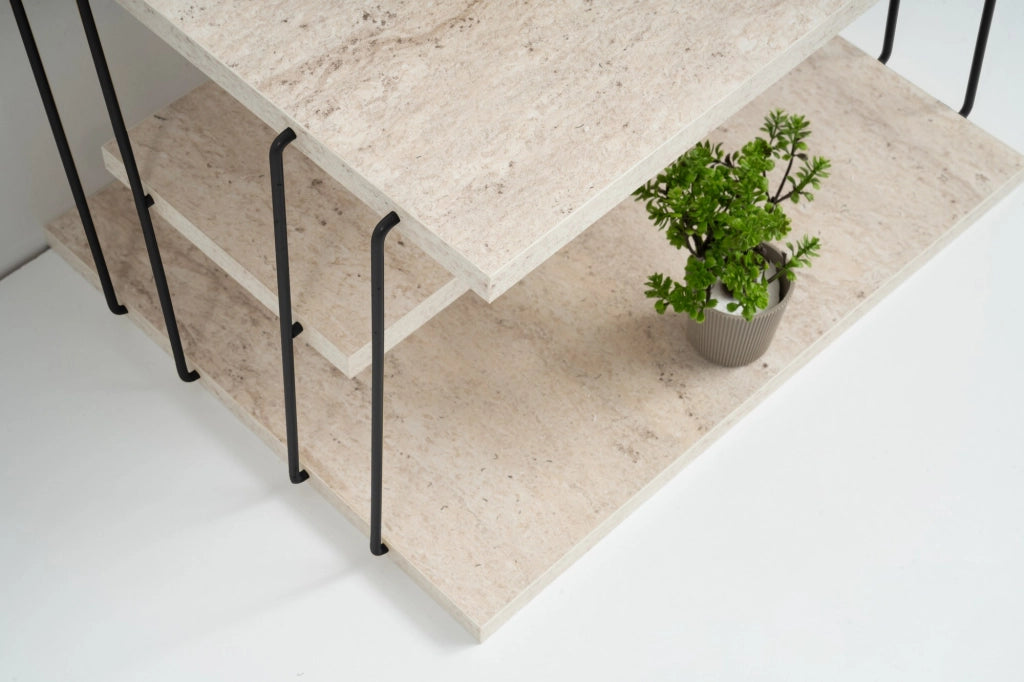 Tavolino in legno "Lifon" - 50 x 40 x 33 cm - Travertino