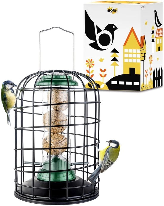 Alimentatore per Uccelli - Resistente ai Tassi di Uccelli - Alimentatore per Uccelli Grassi - Struttura in Metallo Resistenze - Trattamento Antisole - 20 cm di Altezza - Per Uccelli Selvatici - Casa Alimentatore