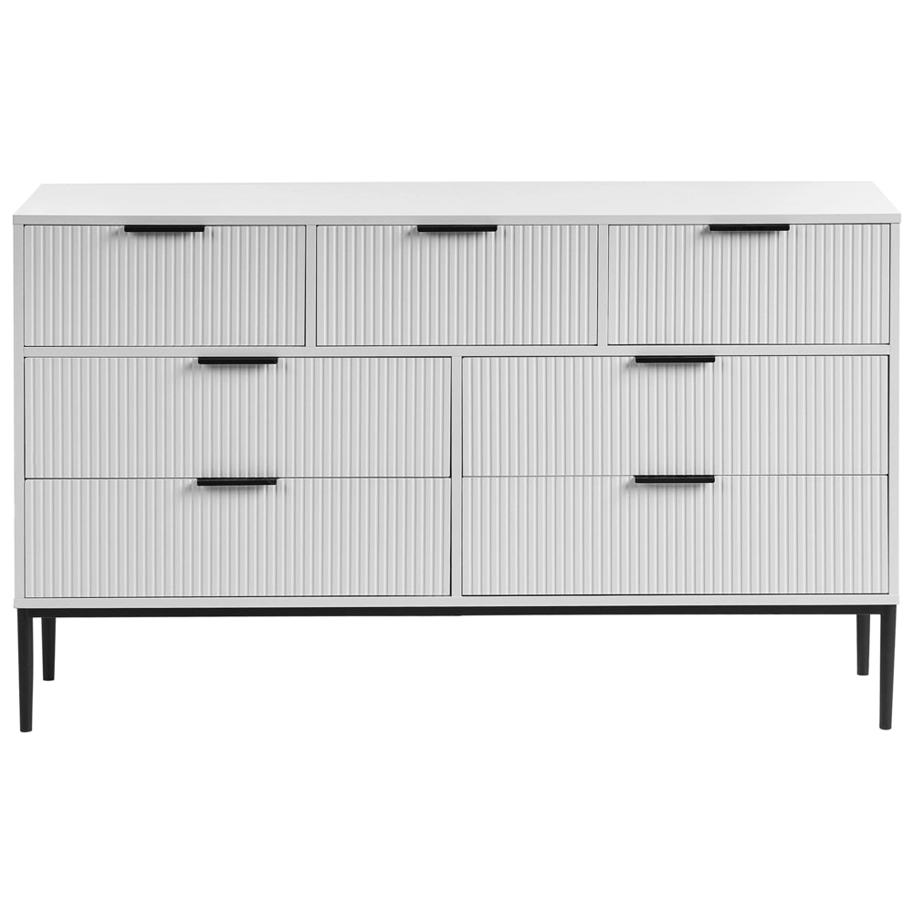 Cassettiera moderna MDF 7 cassetti Gambe in metallo Bianco stile moderno