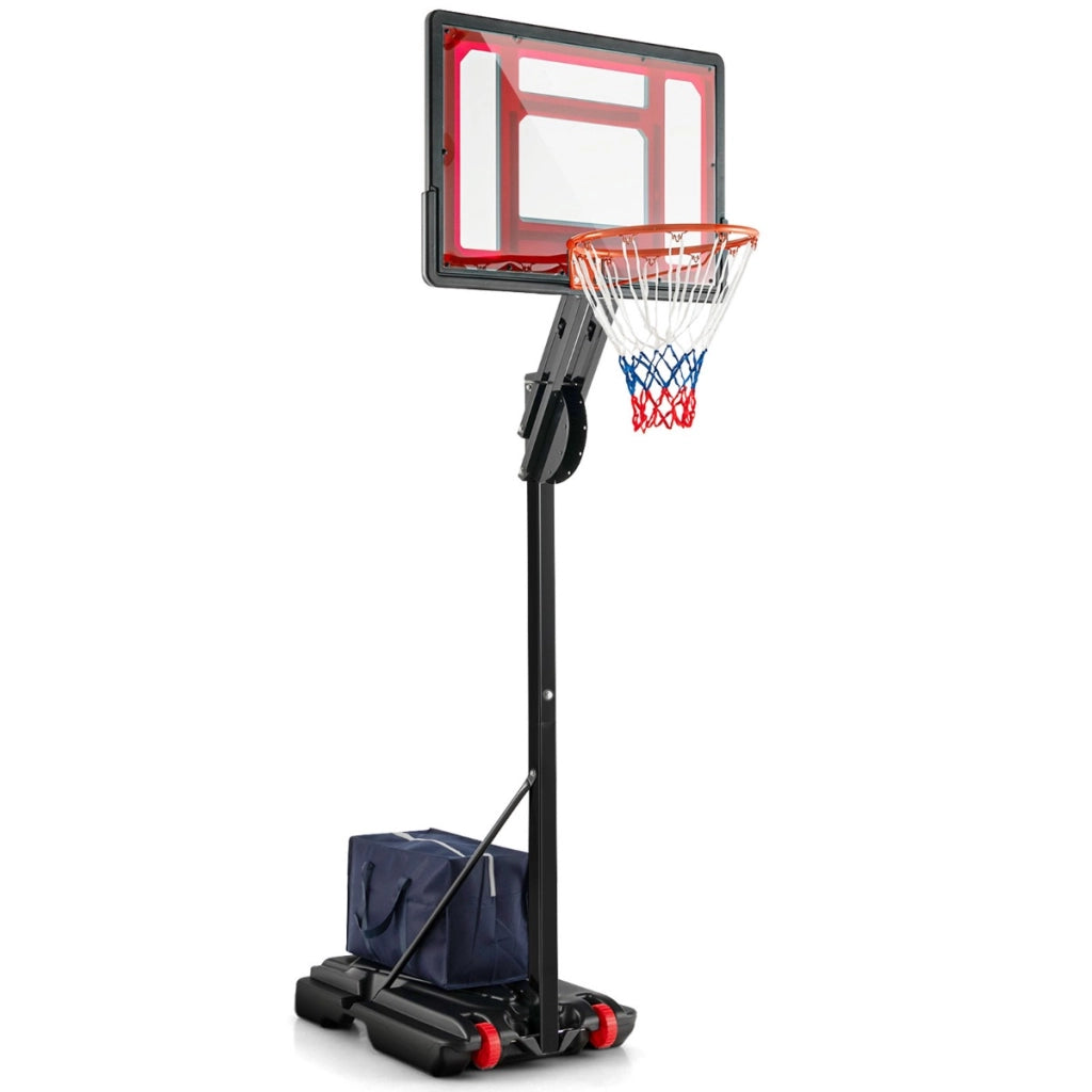 Canestro regolabile da 1,55m a 3,1m con 10 altezze tabellone da 82cm 2 ruote, Porta da pallacanestro portatile-Ricreazione outdoor
