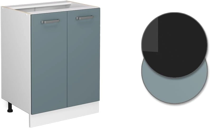 Mobiletto base cucina R-Line, Grigio-blu, 60 cm senza piano di lavoro, per la libera combinazione all'interno di sistemi cucina modulari
