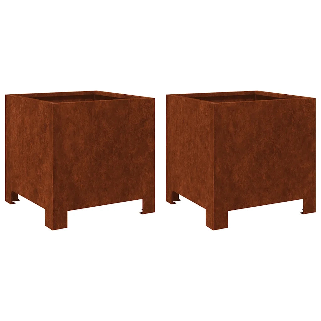 Fioriere da Giardino 2 pz 30x30x30 cm in Acciaio Corten 851198