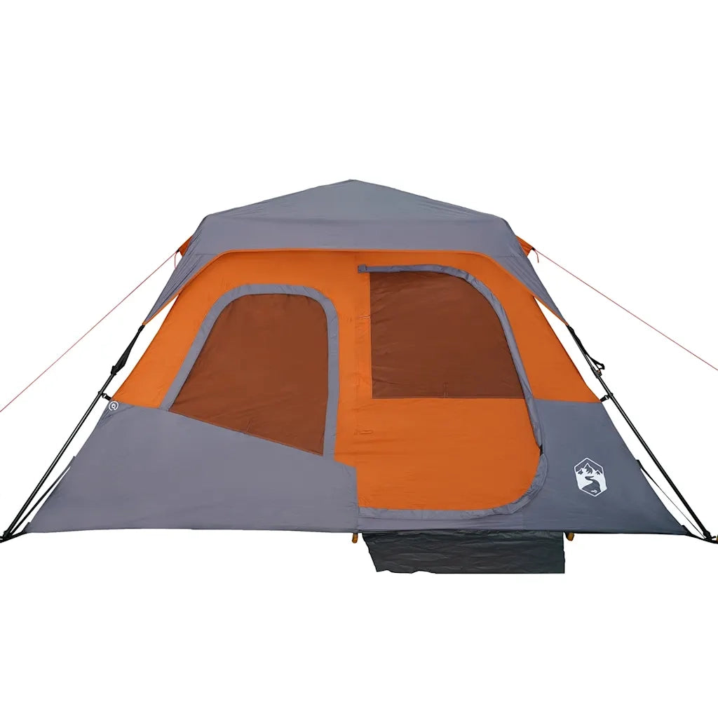 Tenda Campeggio 6 Persone Grigio e Arancione Impermeabile 94297