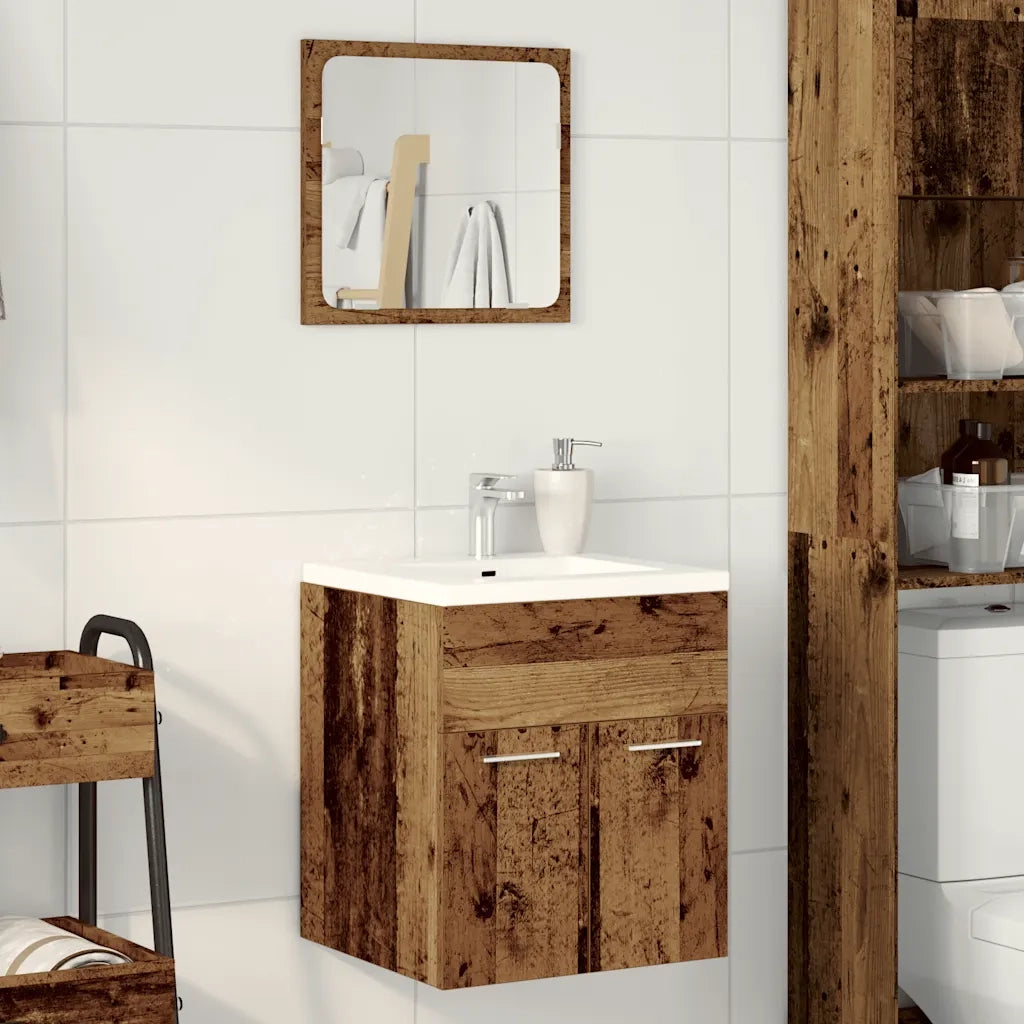 Set Mobili da Bagno 2 pz Legno Antico in Legno Multistrato 862036