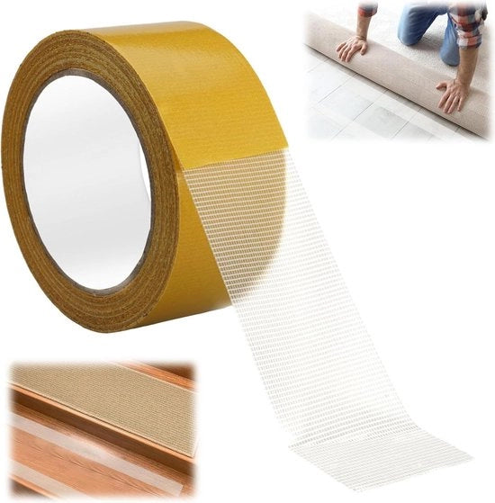 Tape per tappeto 20 m x 50 mm - resistente - alta aderenza - senza residui - per tappeti - copertura in PVC