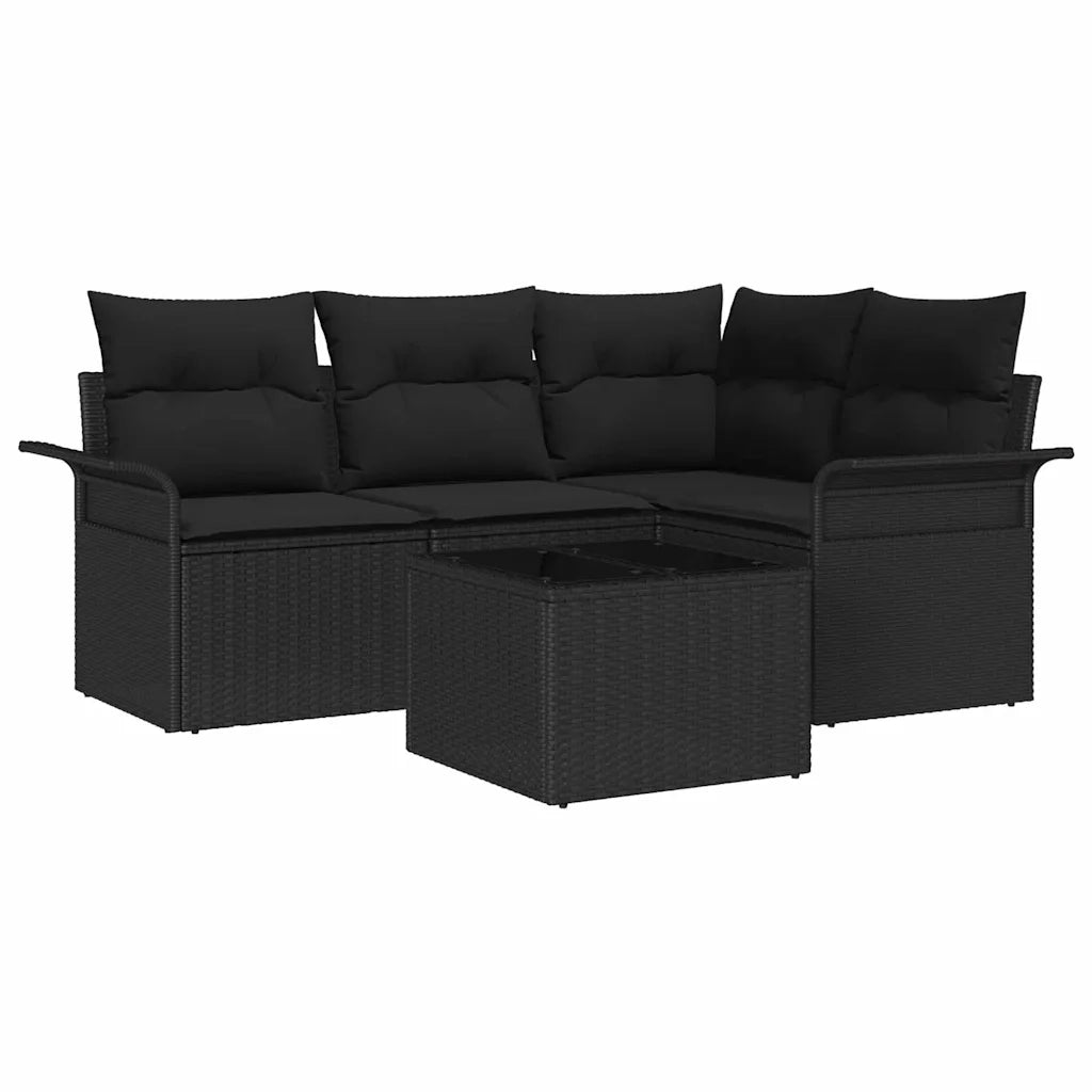 Set Divano da Giardino con archiviazione 5 pcs Nero polyrattan 3354022