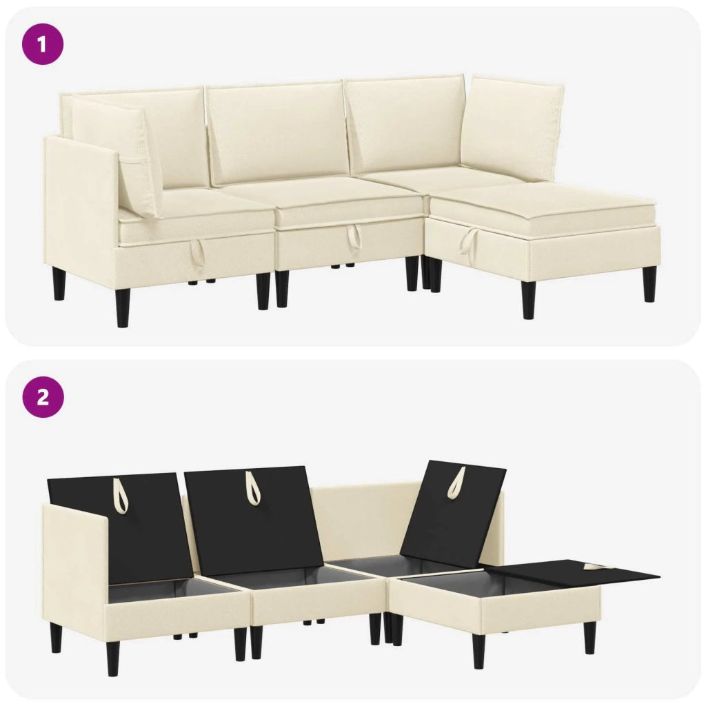 Set di mobili per il soggiorno 4 pcs Crema Tessuto 3413780