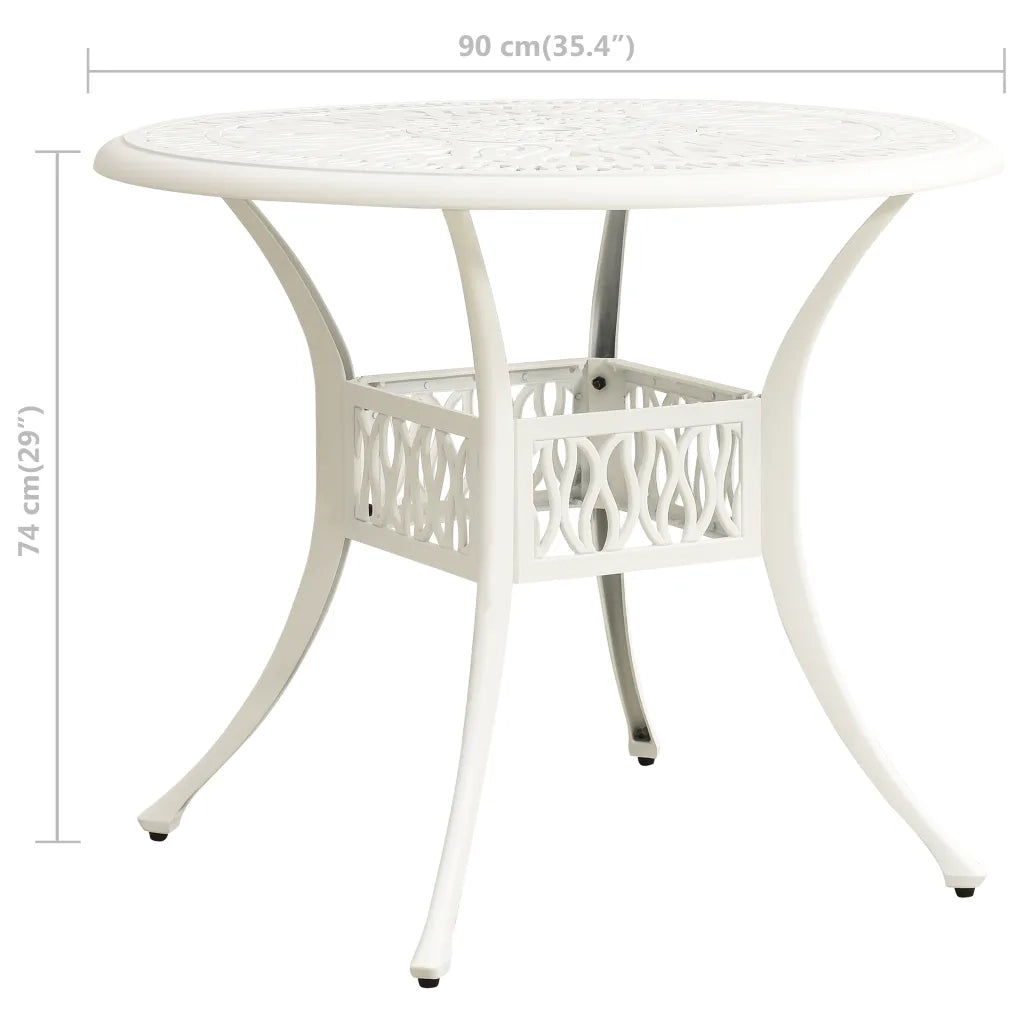 Tavolo da Giardino Bianco 90x90x74 cm in Alluminio Pressofuso 315587