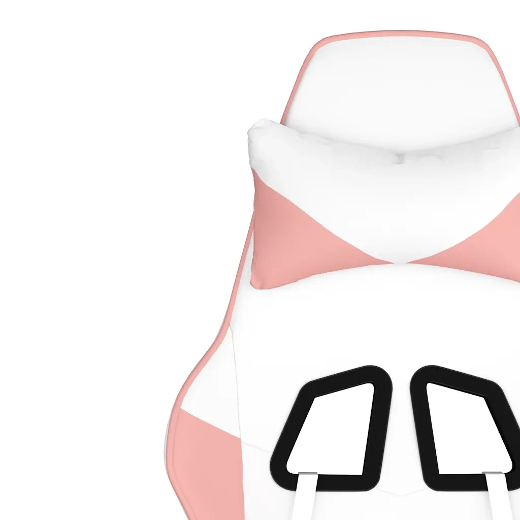 Sedia da Gaming Massaggio Poggiapiedi Bianco e Rosa Similpelle 345420