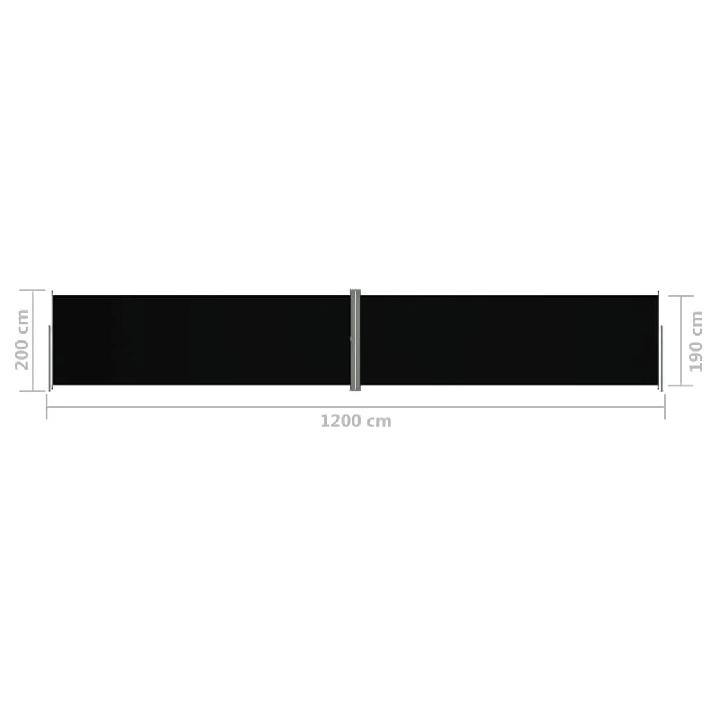 Tenda da sole laterale retrattile/schermo privacy per patio giardino terrazza balcone 200 x 1200 cm nero 02_0007445