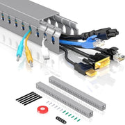 Kit di canalizzazione cavo a gola aperta per cavi TV, nascita cavi, tunnel di gestione cavi (2 pezzi) - bianco