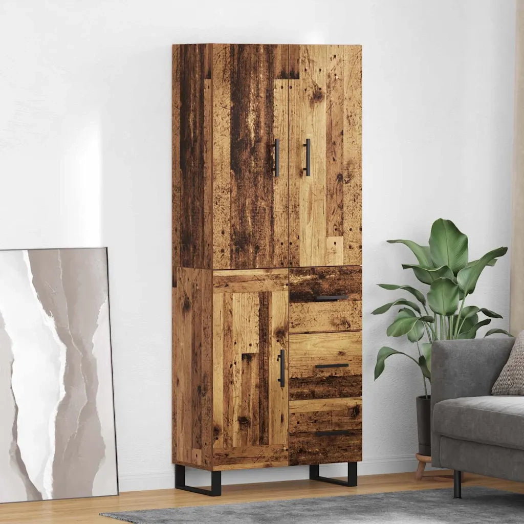 Credenza con cassetto 2 pcs Legno vecchio 69,5 x 34 x 180 cm