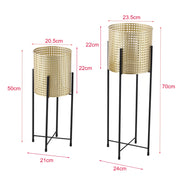 Set di 2 supporti per piante set di fioriere vaso per fiori fioriera vaso metallo diverse dimensioni nero e oro 03_0006047
