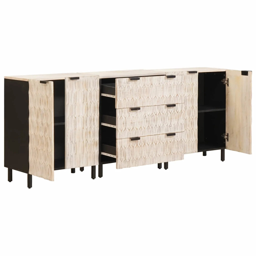 Credenza 3 pcs Finitura Bianco Lavato 180 x 33 x 75 cm 3310029