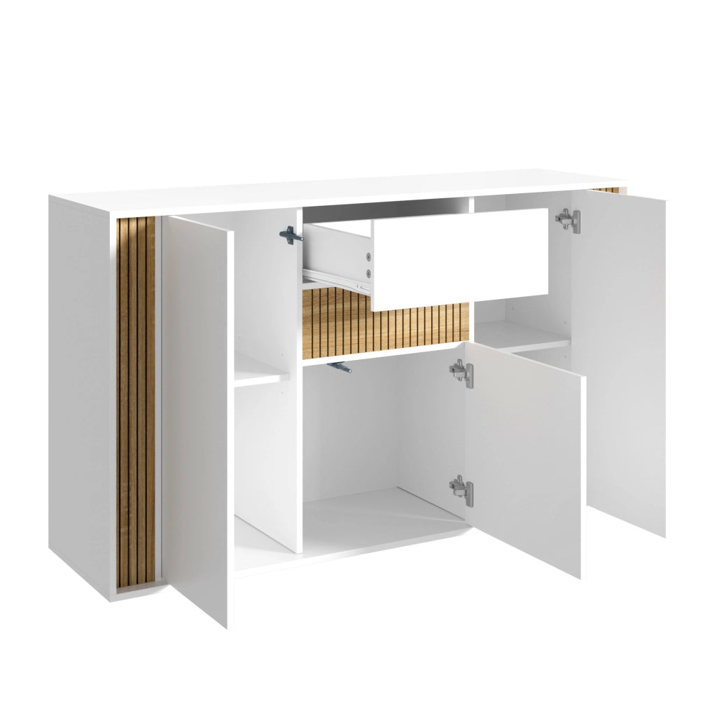Credenza con 3 ante; 1 cassetto e LED regolabile - per soggiorno - 140×40×82 cm