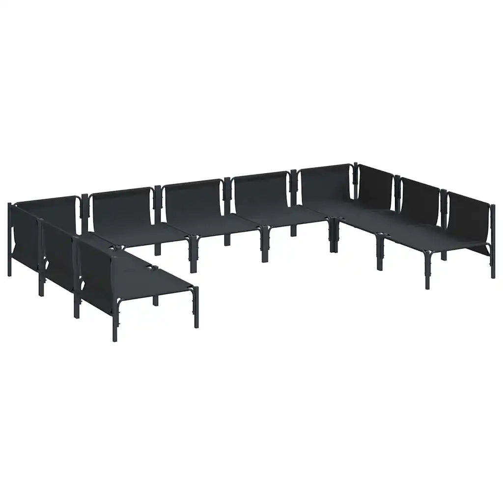 Set Divano da Giardino con cuscino 9 pcs Nero Acciaio 3379010