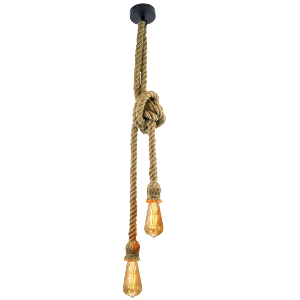 Lampada a sospensione Polux Rope doppia E27 crema 150cm