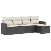 Set Divani da Giardino 5 pz | Set Salotto da Giardino con Cuscini in Polyrattan Nero