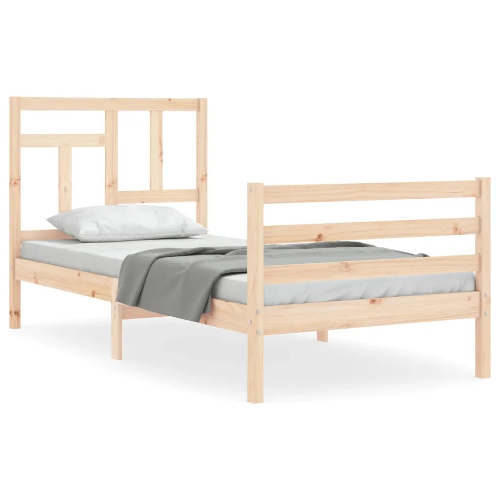 Giroletto con Testiera Single-Struttura Letto in Legno Massello 251975